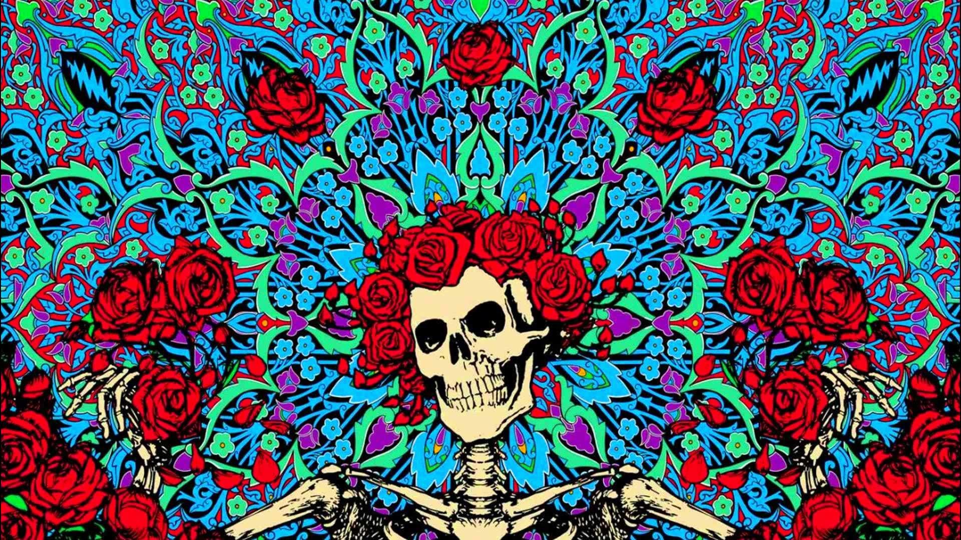 grateful dead wallpaper,psychedelic art,skull,bone,illustration,pattern
