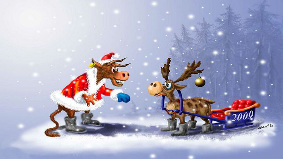 1136x640 wallpaper,santa claus,animated cartoon,reindeer,deer,christmas