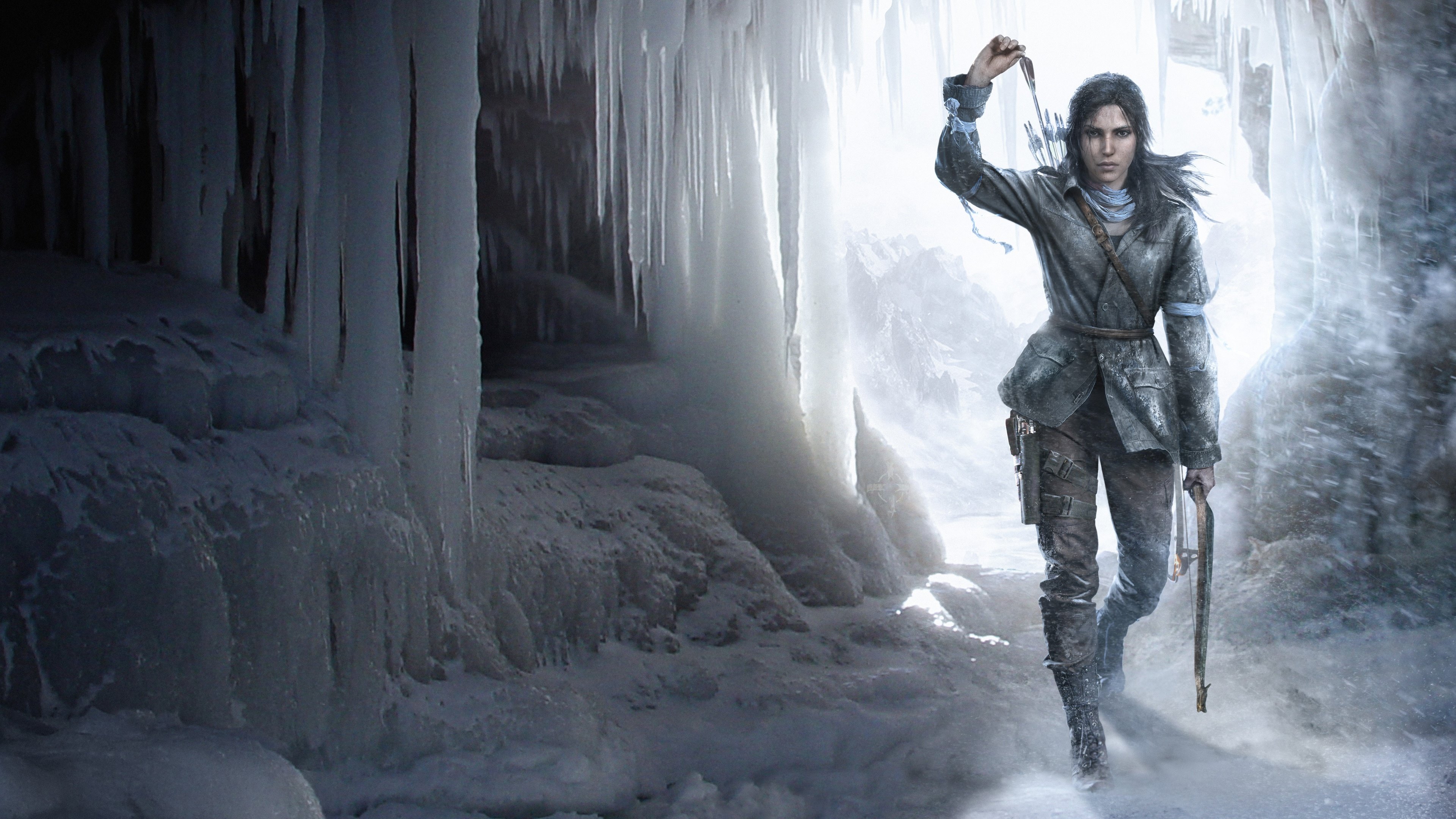 tomb raider wallpaper,freezing,action adventure game,geological phenomenon,glacial landform,ice