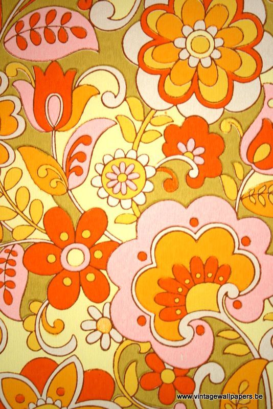 60er jahre tapete,orange,muster,bildende kunst,design,blumendesign