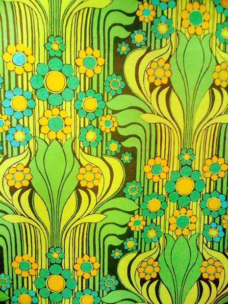 papier peint des années 60,vert,modèle,jaune,conception,plante