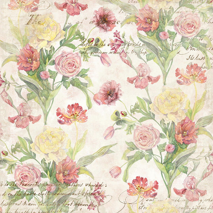 papier peint de style vintage,fleur,rose,art floral,plante,modèle