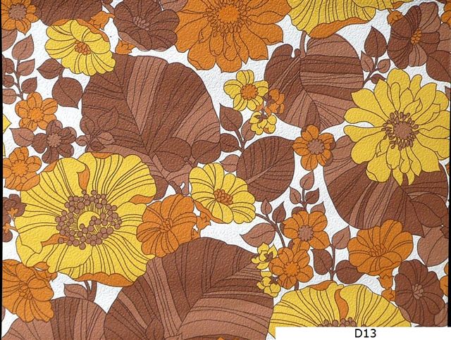 레트로 벽지 영국,잎,주황색,노랑,갈색,무늬
