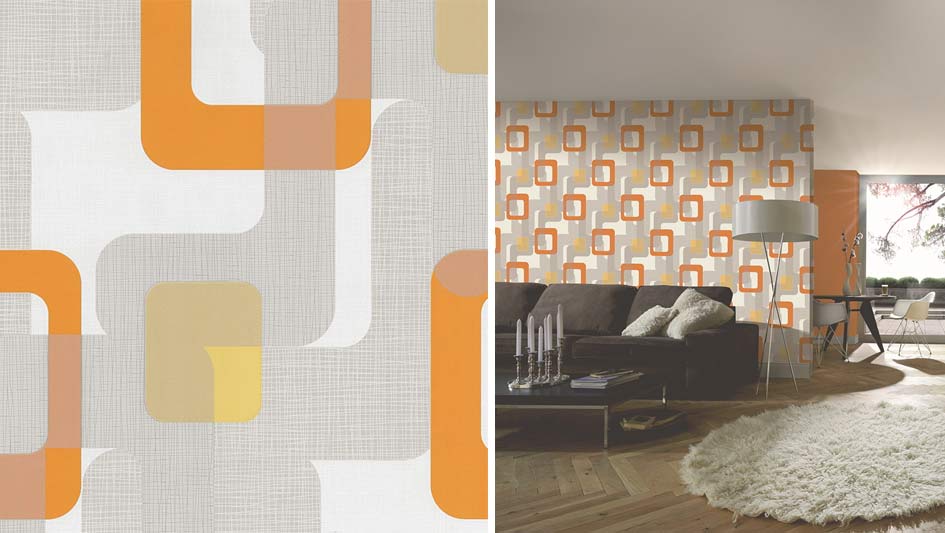 retro wallpaper uk,orange,room,interior design,wall,furniture