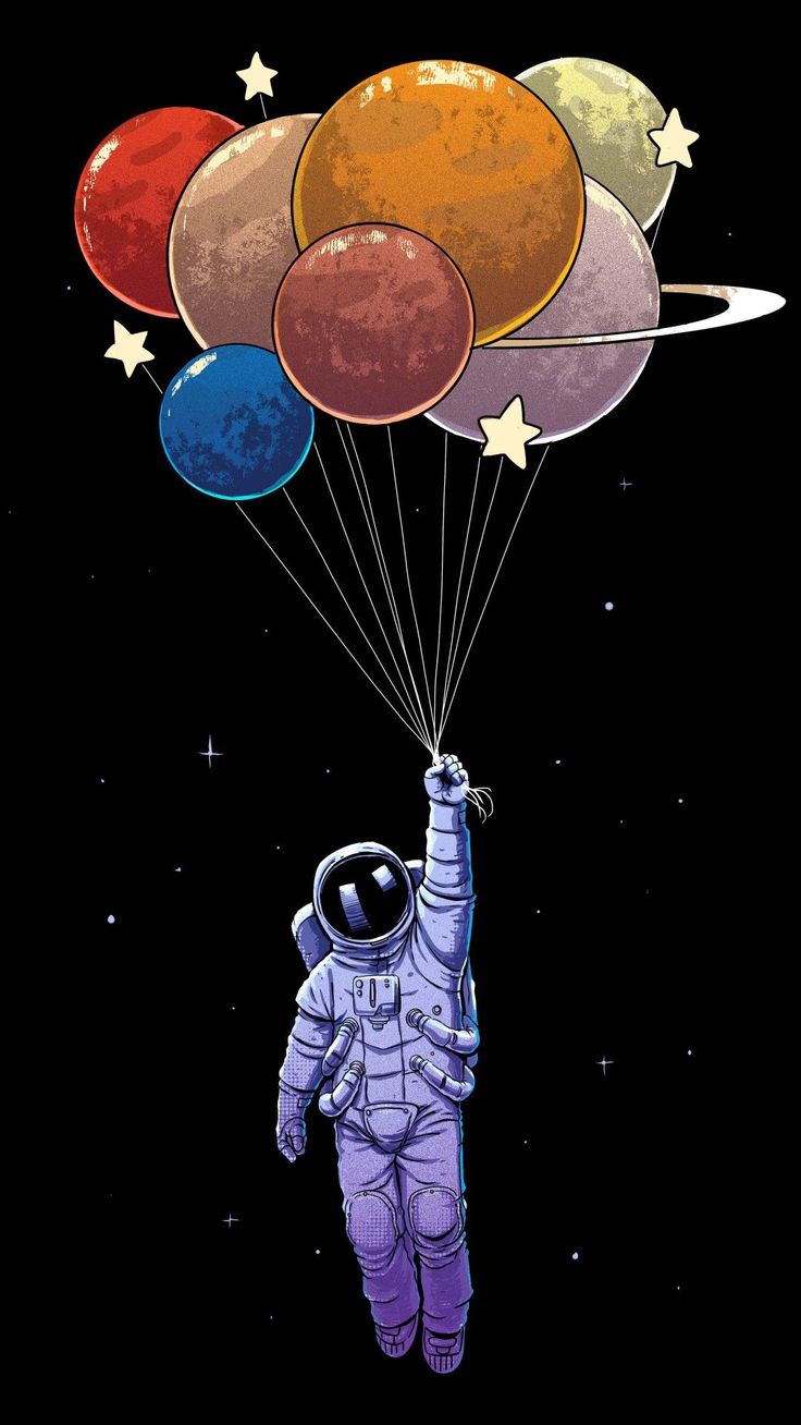 papier peint design graphique,illustration,ballon,dessin animé,astronaute,animation