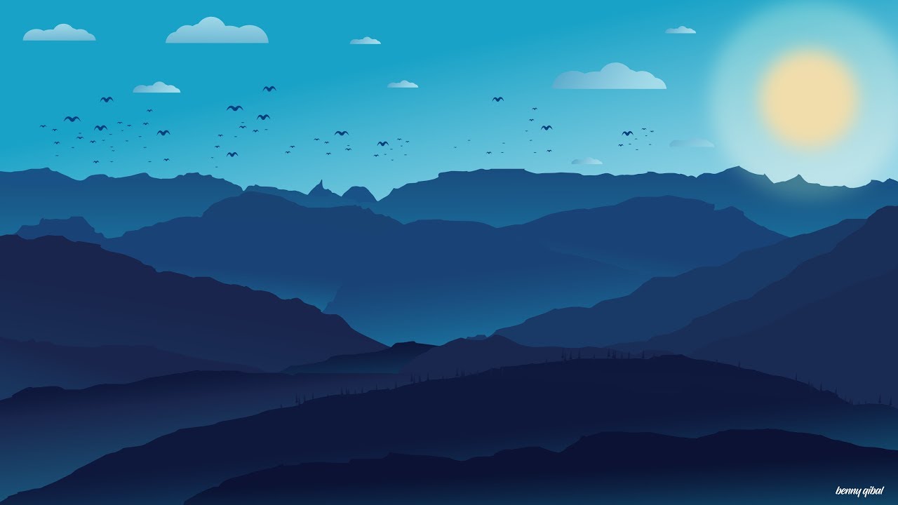 flat design wallpaper,sky,blue,mountainous landforms,nature,mountain