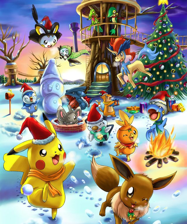 pokemon wallpapers free,animated cartoon,cartoon,christmas eve,adventure game,animation