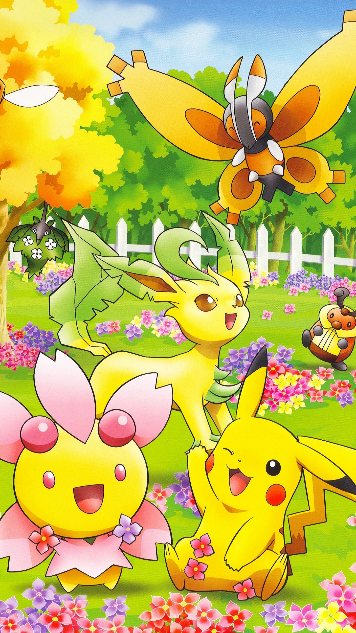 carta da parati pokemon carino,cartone animato,cartone animato,illustrazione,fiore di campo,pianta