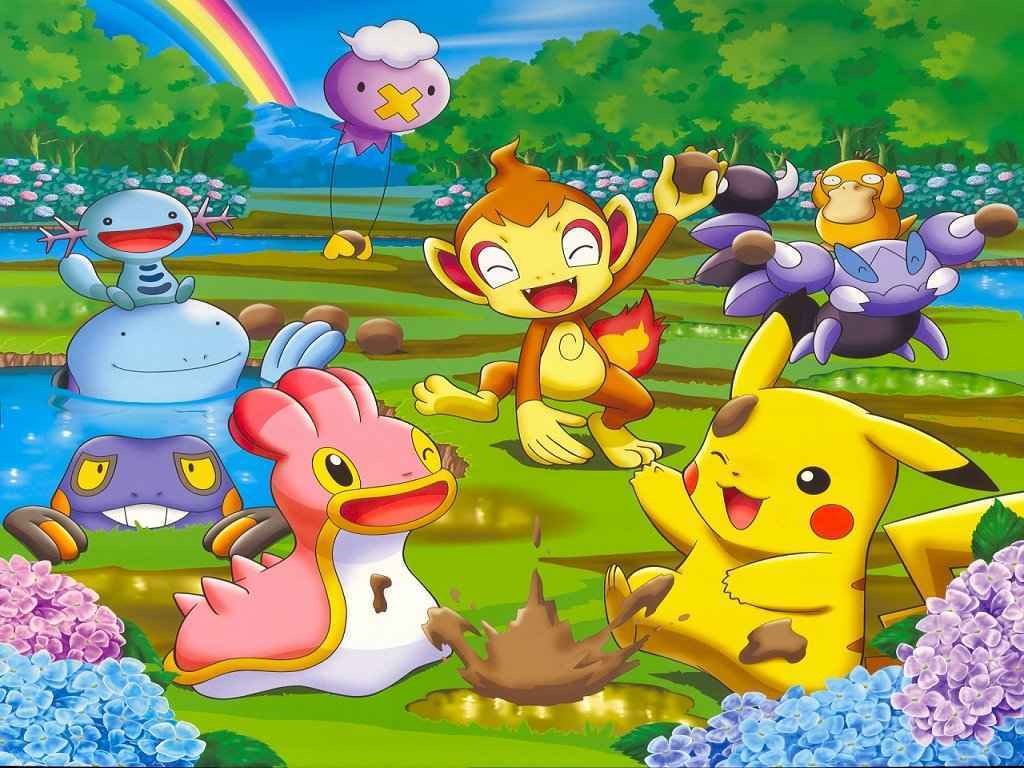 cute pokemon wallpaper,animated cartoon,cartoon,animation,illustration,fictional character