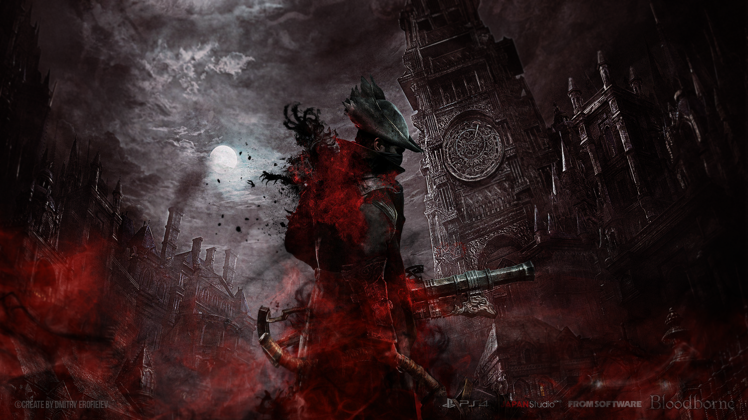 bloodborne wallpaper,action adventure game,darkness,cg artwork,demon,pc game