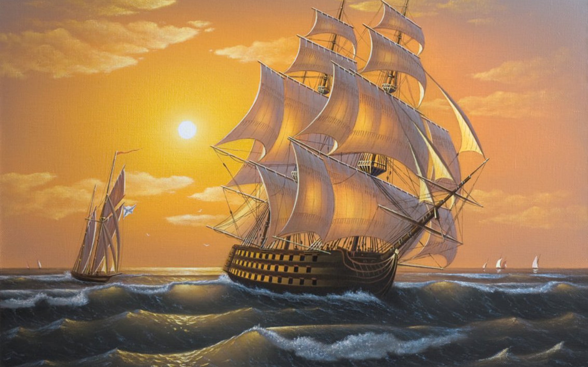 壁紙イメージ写真,帆船,一流,車両,ラインの船,完全装備の船