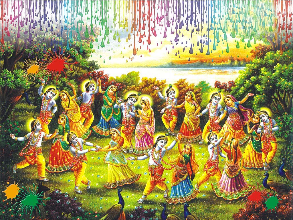 fond d'écran joyeux holi,la peinture,art,danse folklorique,mural,mythologie