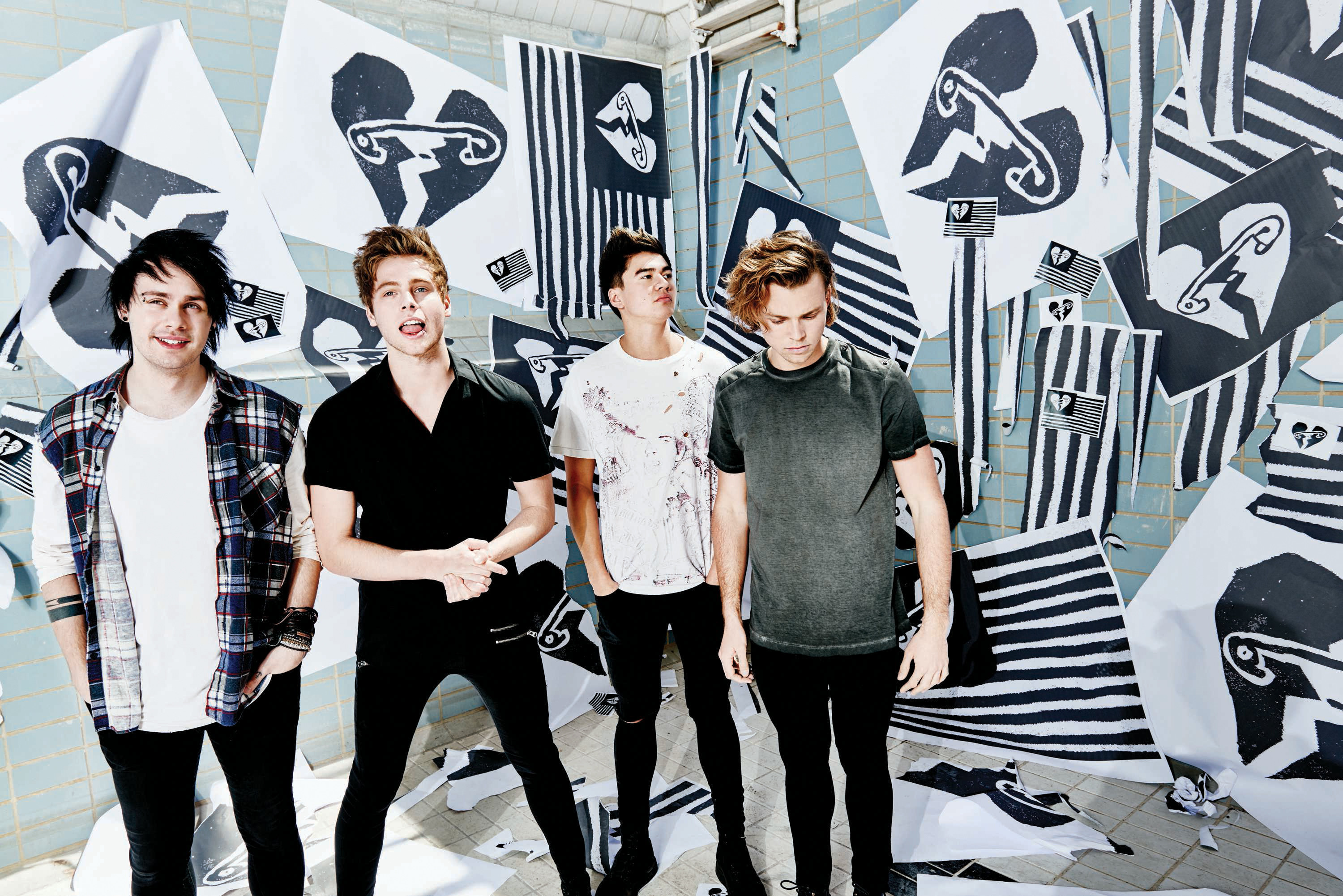 5sos wallpaper,black and white,art,design,cool,illustration