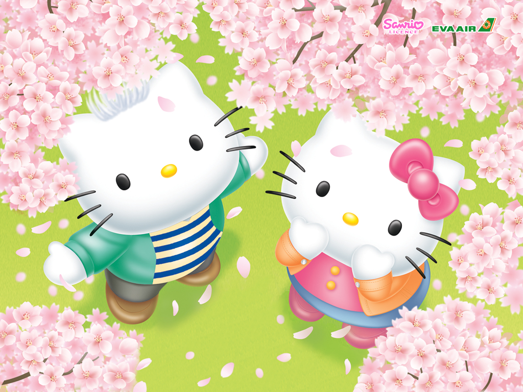 wallpaper hello kitty bergerak,cartoon,pink,clip art,illustration,plant