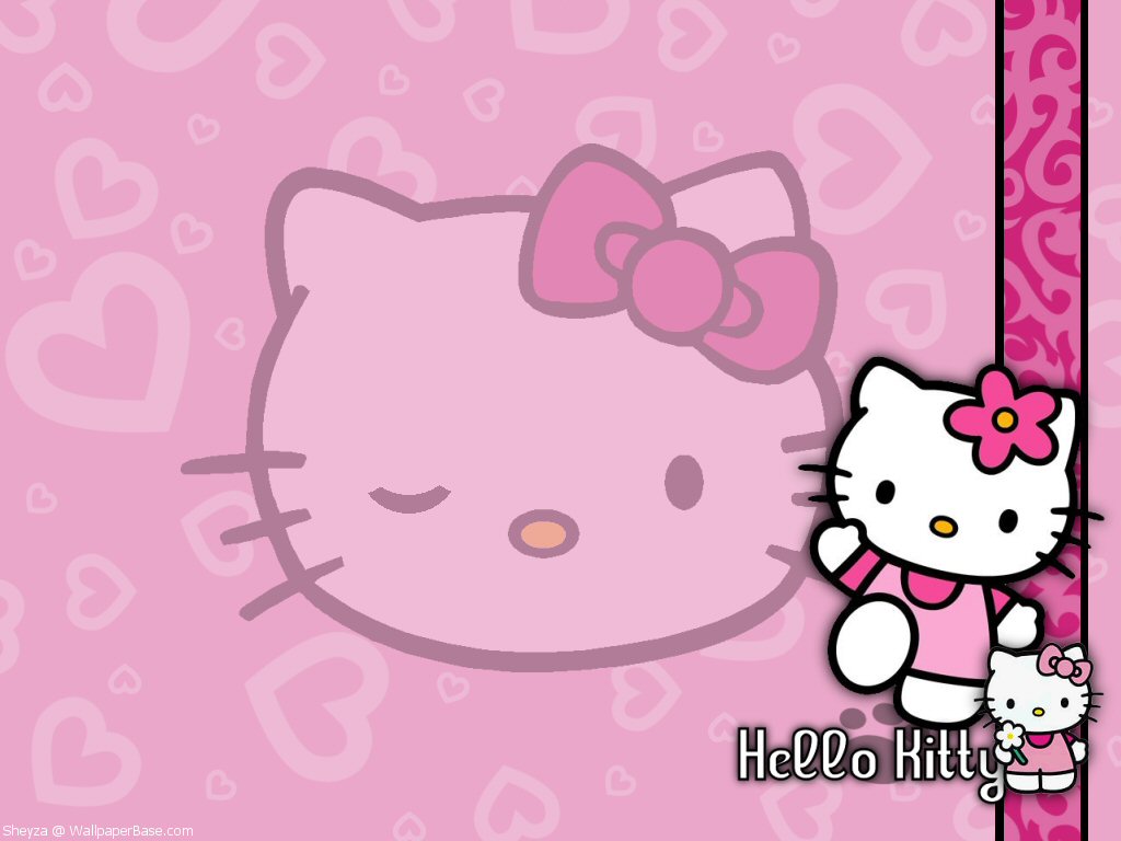 wallpaper hello kitty bergerak,pink,cartoon,text,line,font