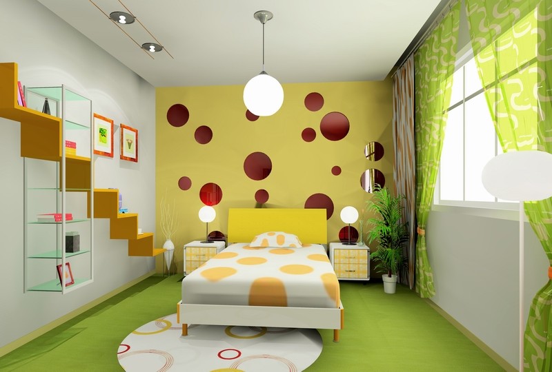 papier peint kamar,design d'intérieur,chambre,vert,meubles,chambre