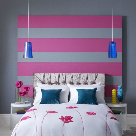 壁紙kamar,寝室,青い,家具,ルーム,ピンク