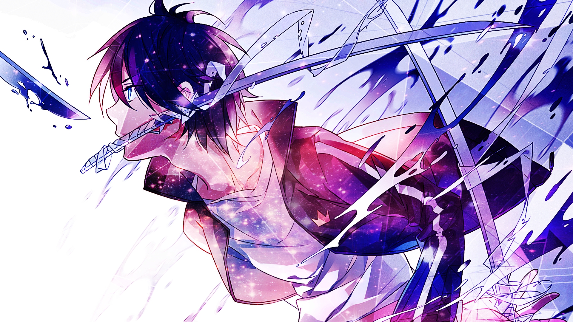 noragami wallpaper,cg artwork,anime,black hair,cartoon,purple