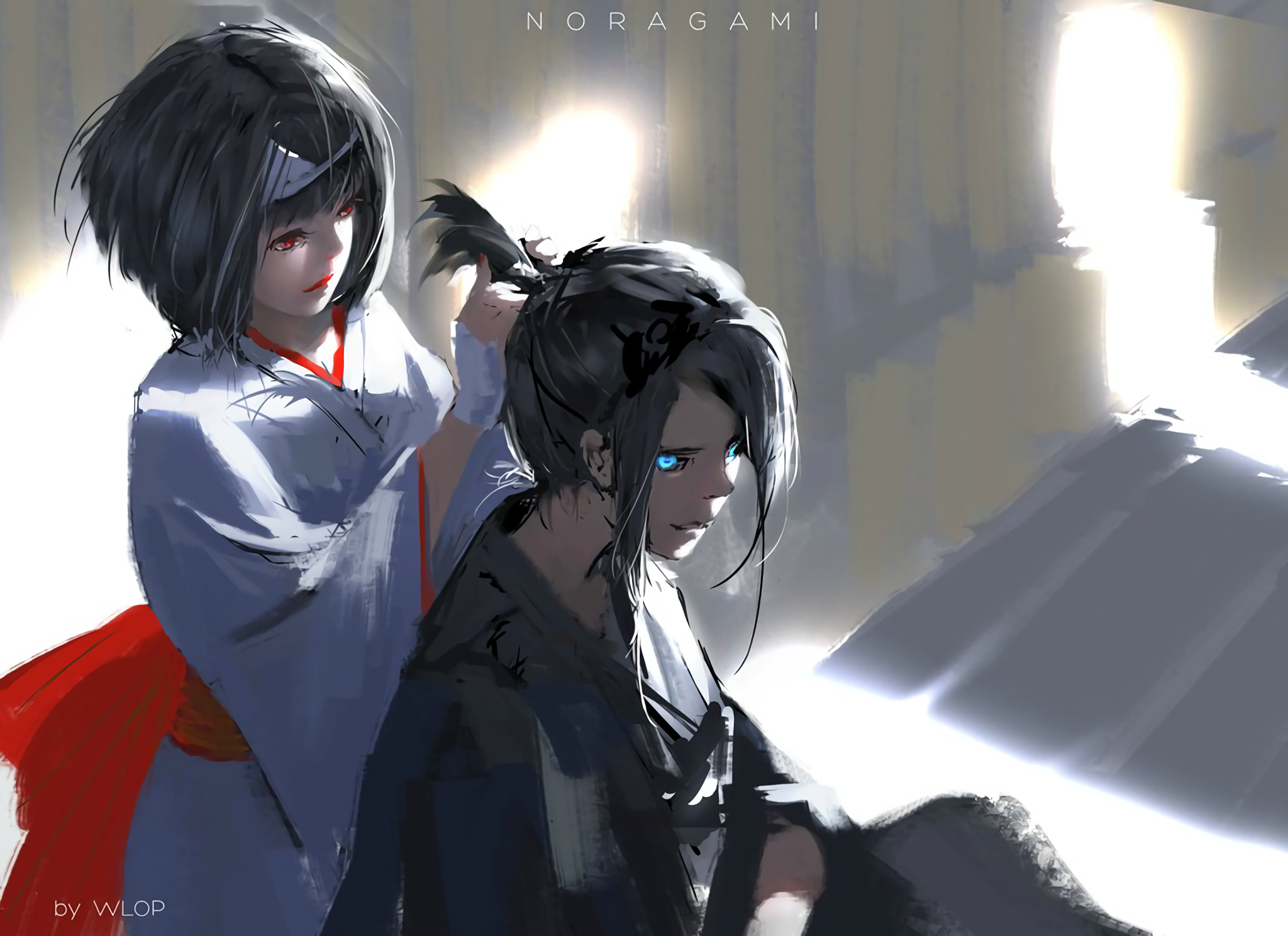 papel pintado noragami,anime,cabello negro,peinado,cg artwork,corte hime