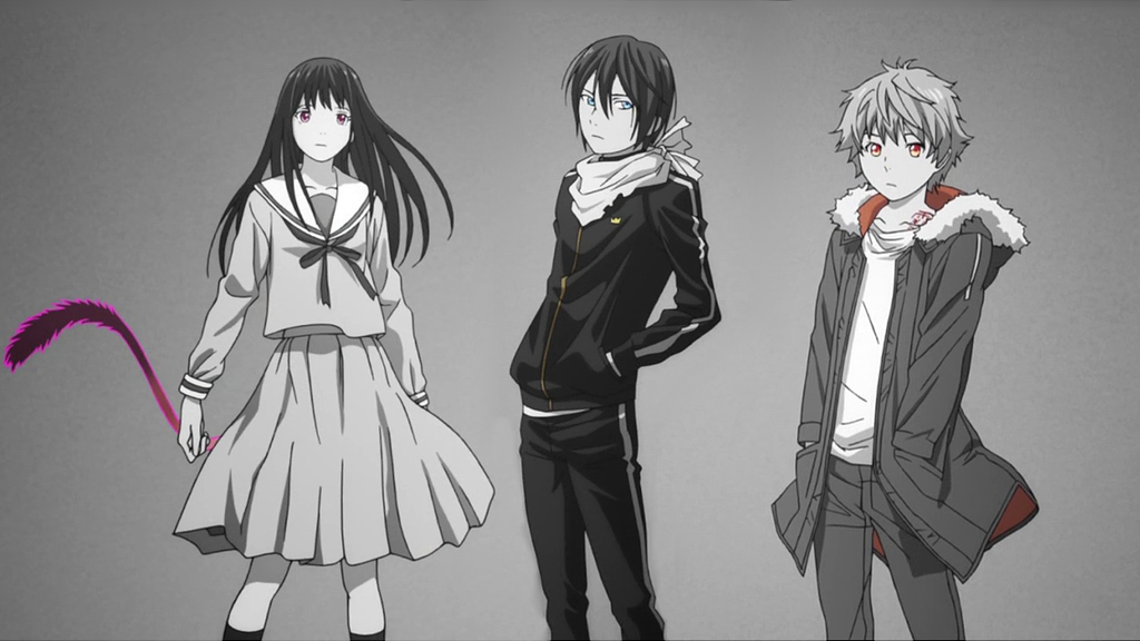 fond d'écran noragami,anime,dessin animé,cheveux noirs,monochrome,dessin