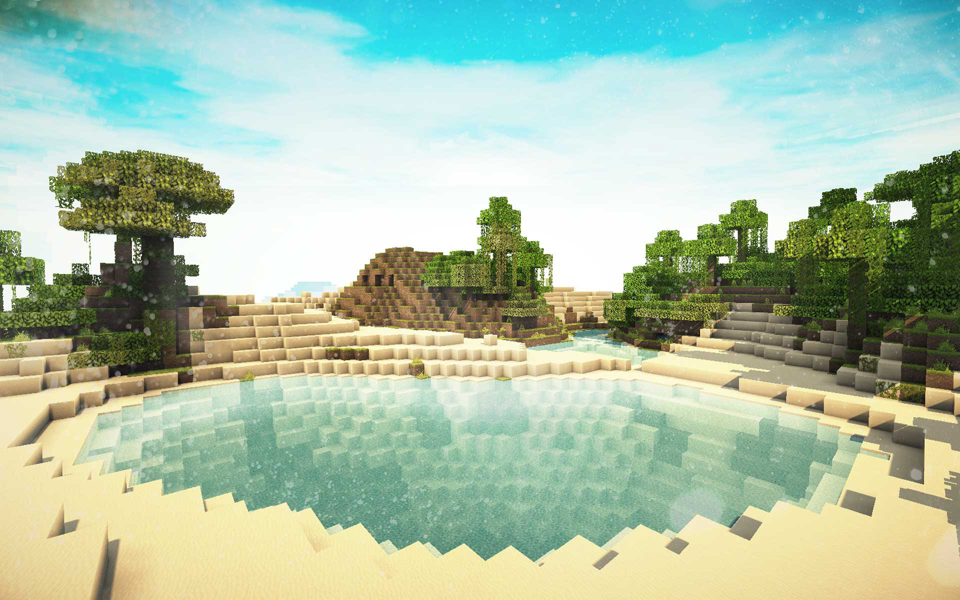 minecraft wallpaper hd,paesaggio naturale,piscina,acqua,software per videogiochi,albero