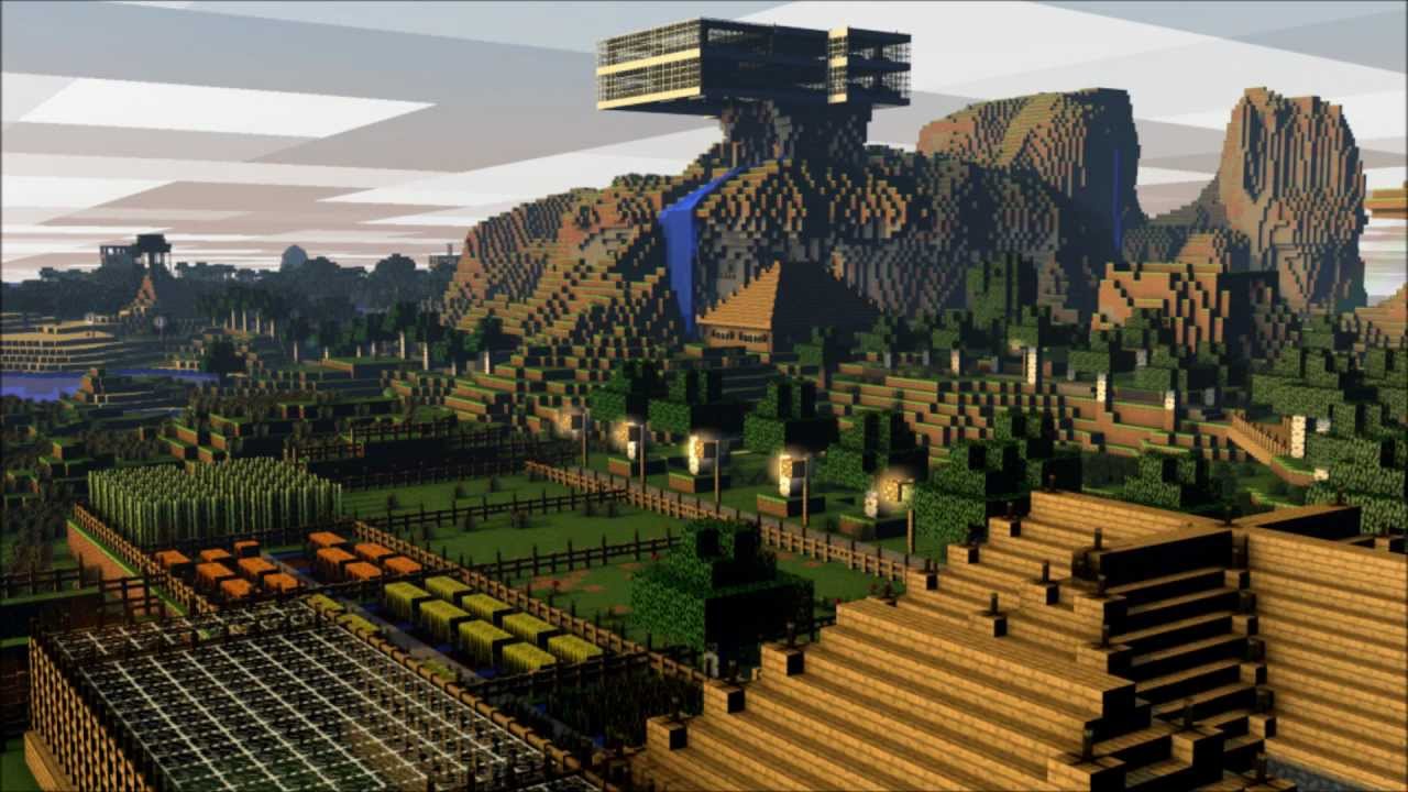 minecraft wallpaper hd,biome,video game software,tree,architecture,landscape