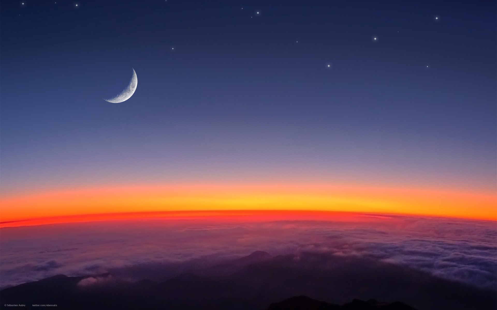 high hd wallpaper,sky,atmosphere,horizon,moon,crescent