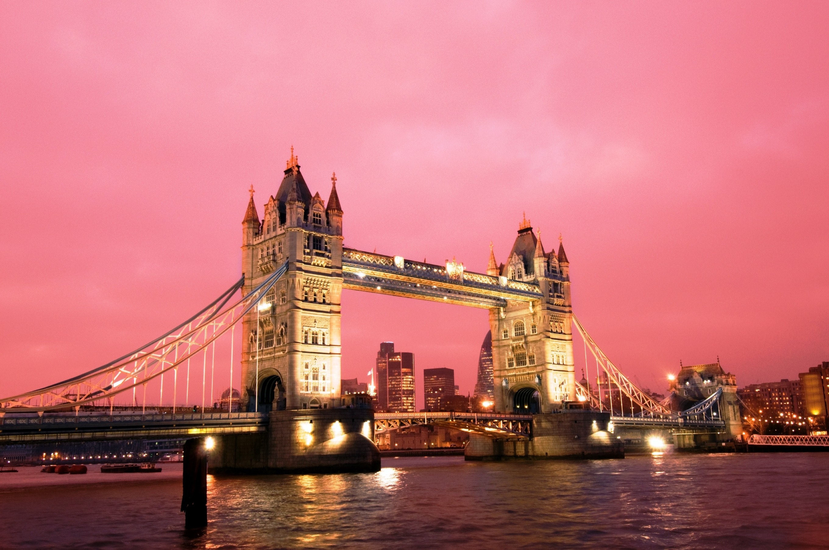 high hd wallpaper,landmark,sky,waterway,bridge,pink