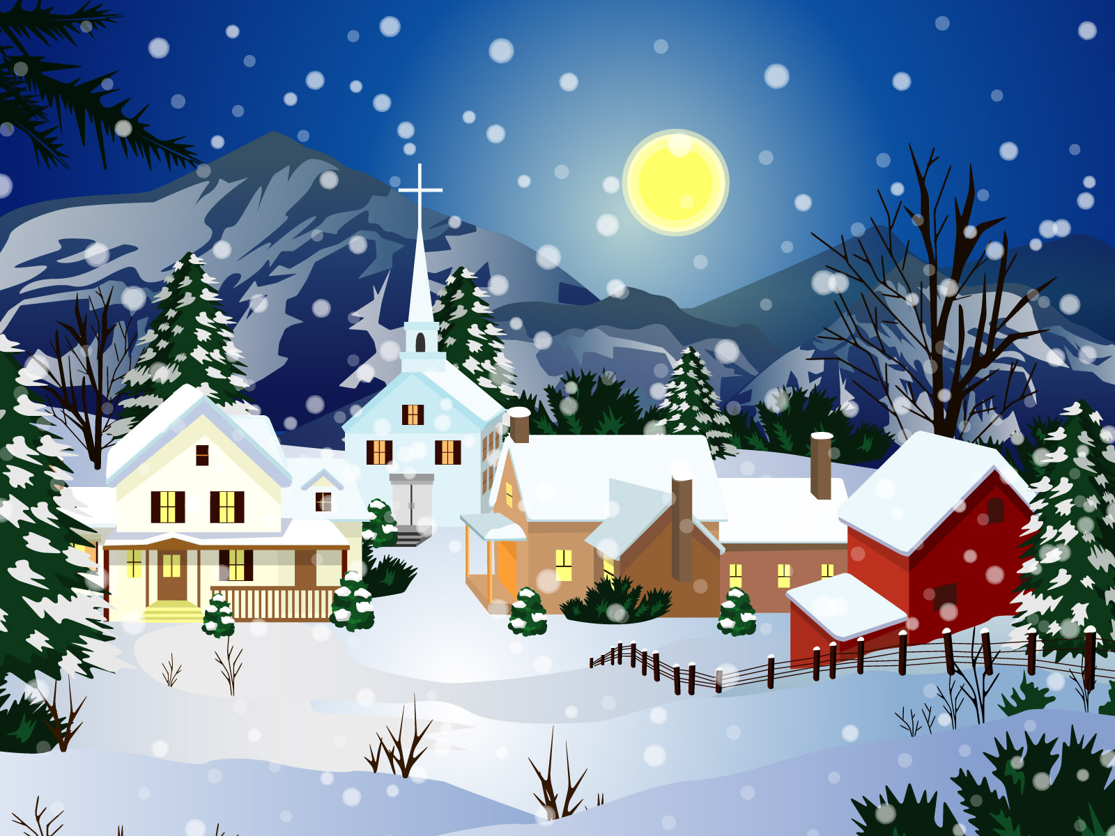 free christmas wallpaper,winter,christmas eve,snow,tree,house