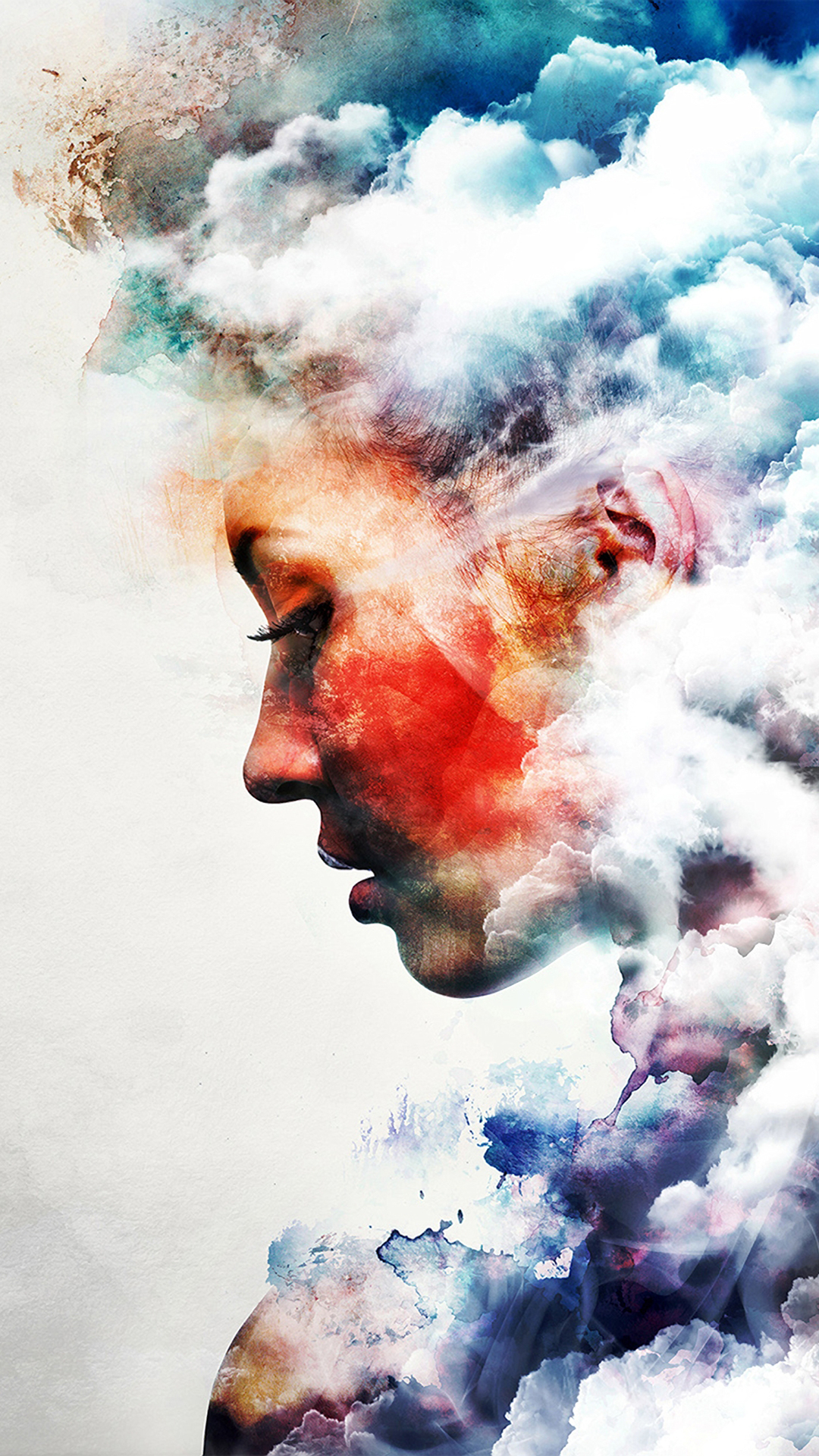 portrait wallpaper,watercolor paint,smoke,nose,sky,illustration