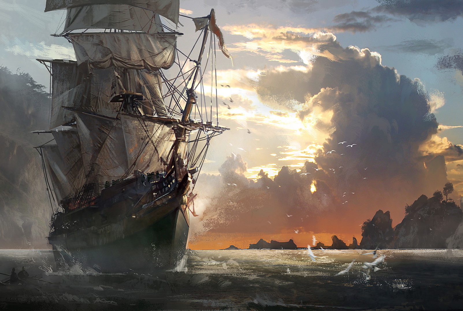 pirate ship wallpaper,sailing ship,first rate,ship,vehicle,watercraft