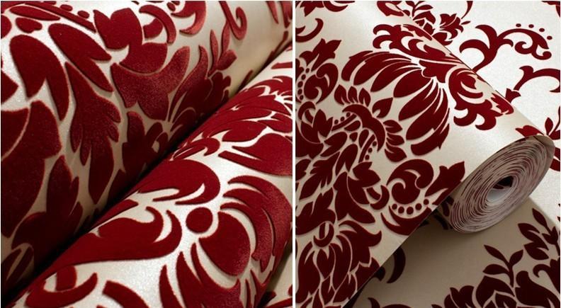 papier peint velours,rouge,textile,meubles,modèle,chambre