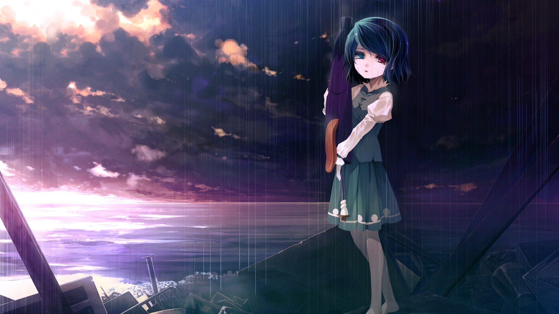 sfondi hd tristi 1080p,cielo,cg artwork,anime,bellezza,capelli neri