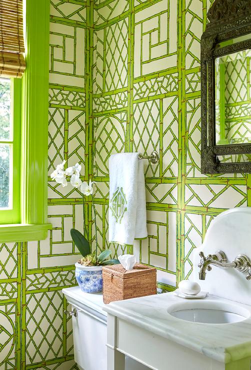 trellis wallpaper,green,room,interior design,bathroom,wall (#152294