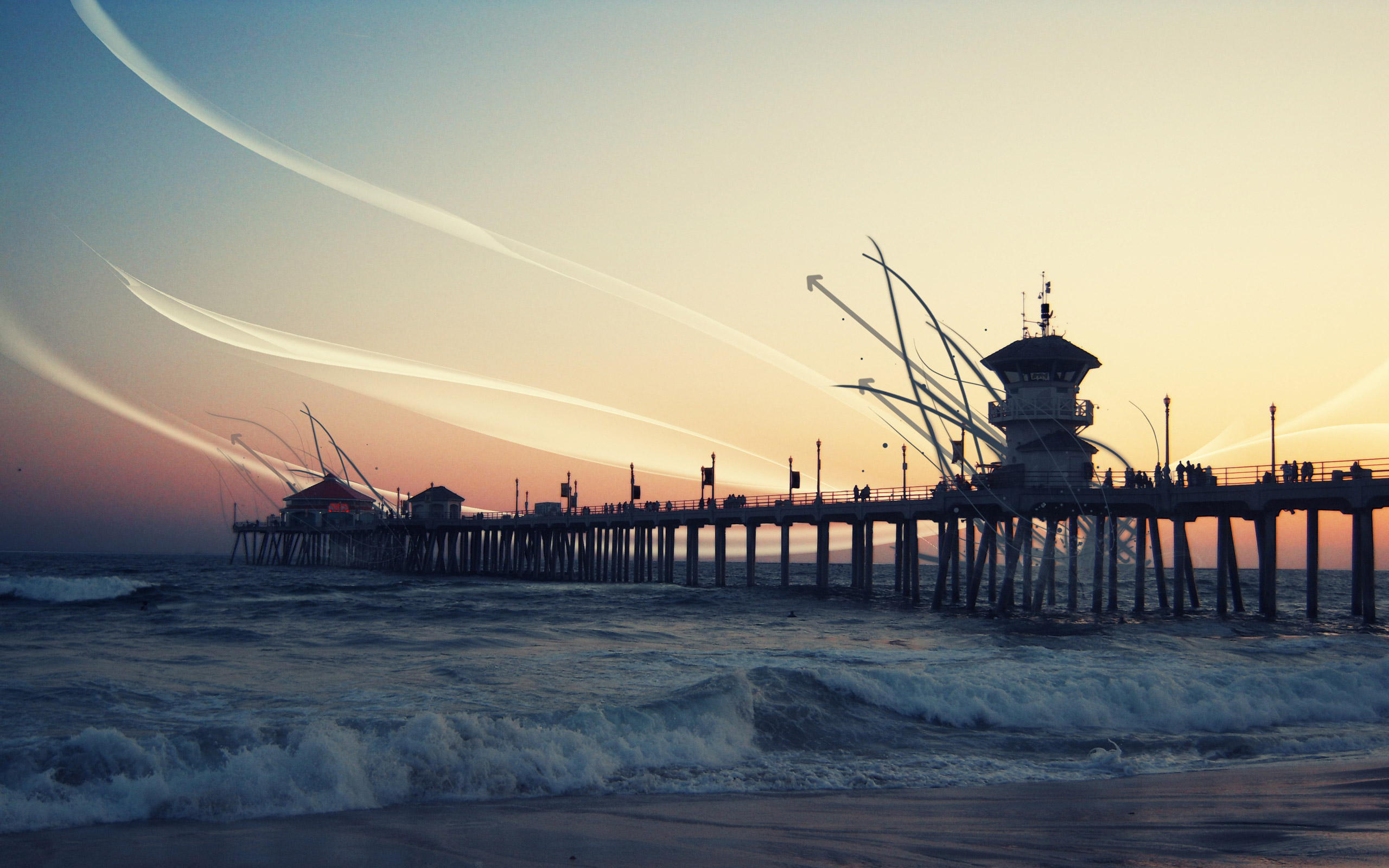 fondo de pantalla de california,cielo,muelle,mar,horizonte,oceano