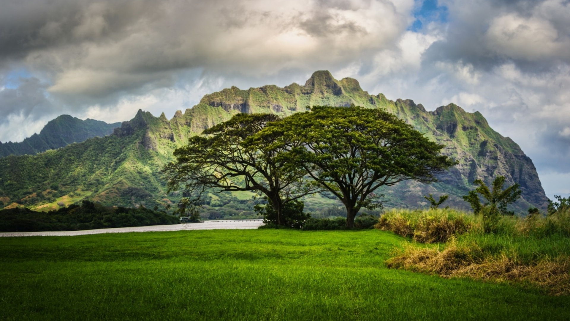 hawaii wallpaper,natural landscape,mountainous landforms,nature,highland,mountain