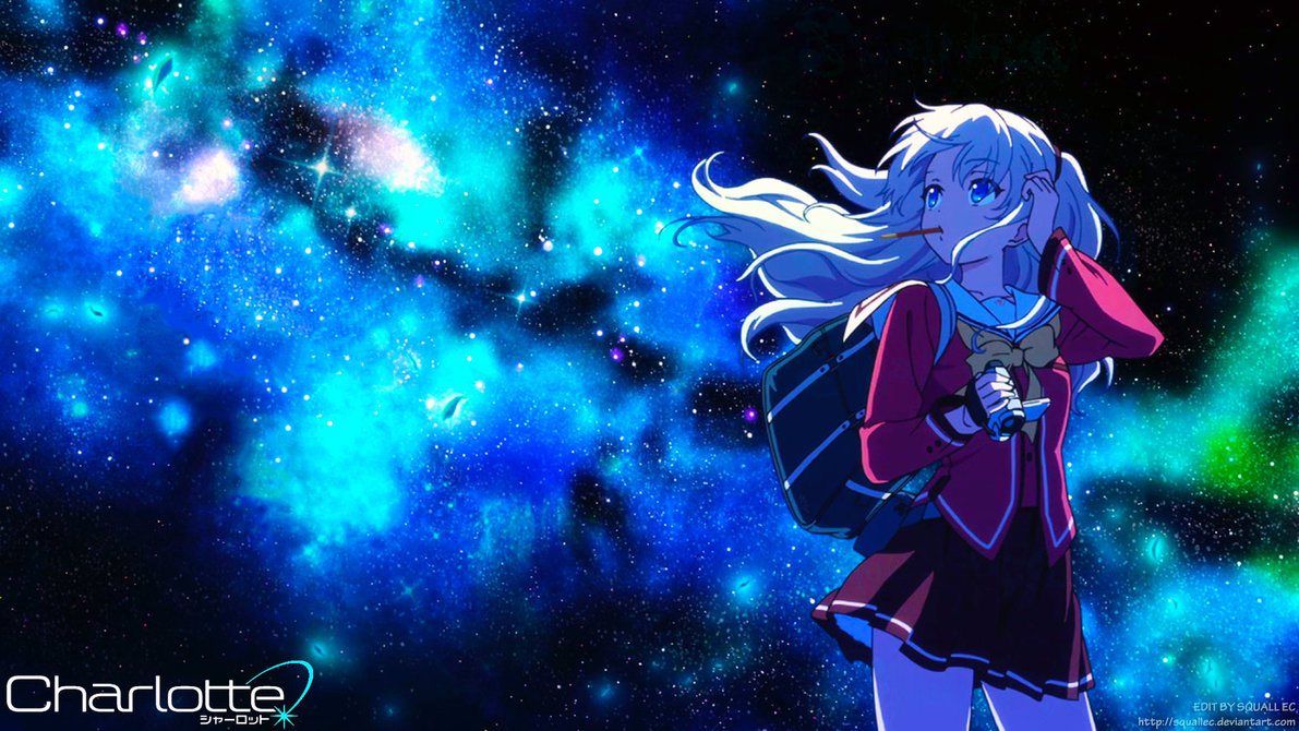 charlotte wallpaper,anime,cg artwork,cartoon,sky,fictional character