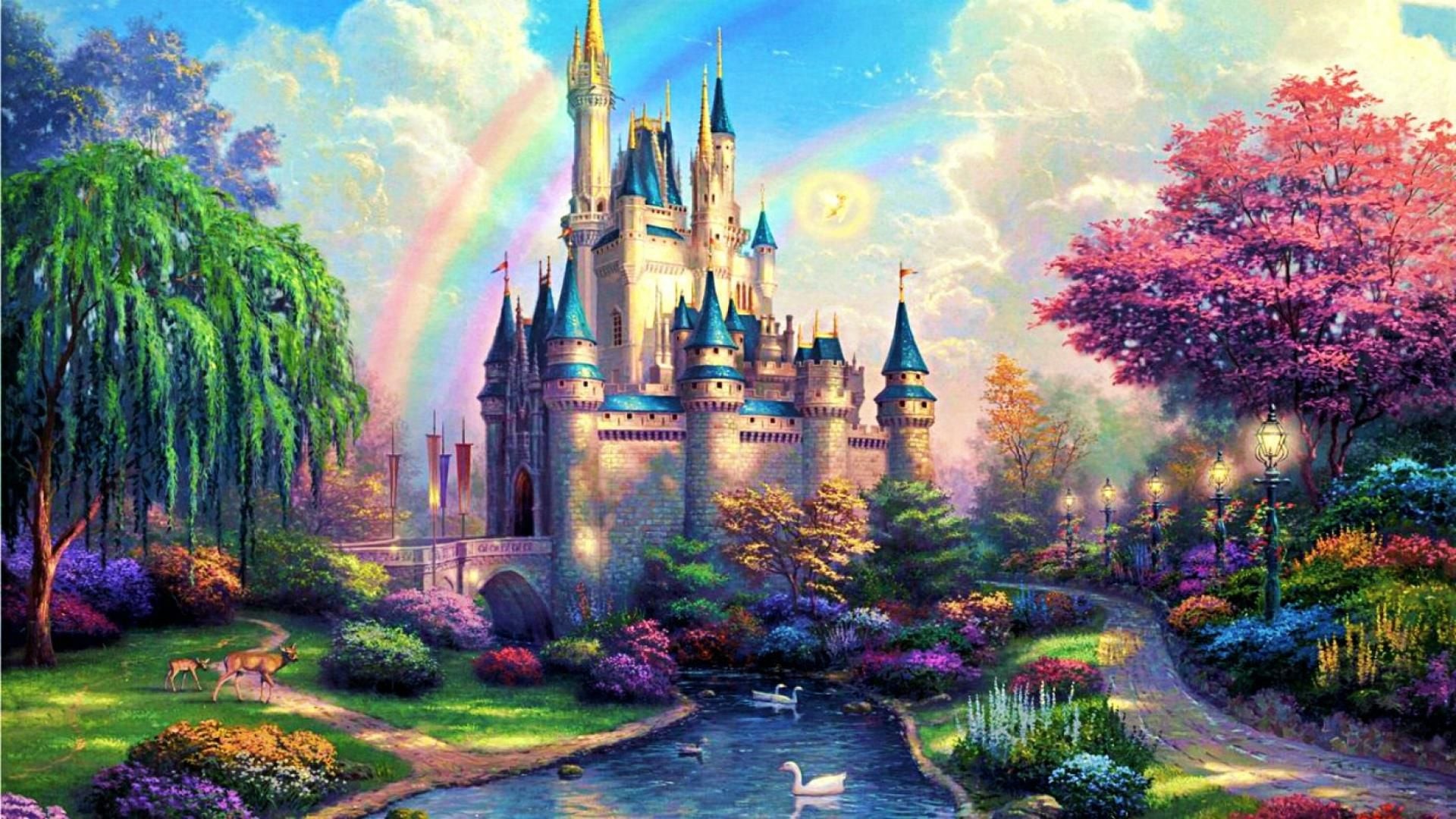 ディズニーデスクトップ壁紙,自然,自然の風景,空,ペインティング,水彩絵の具