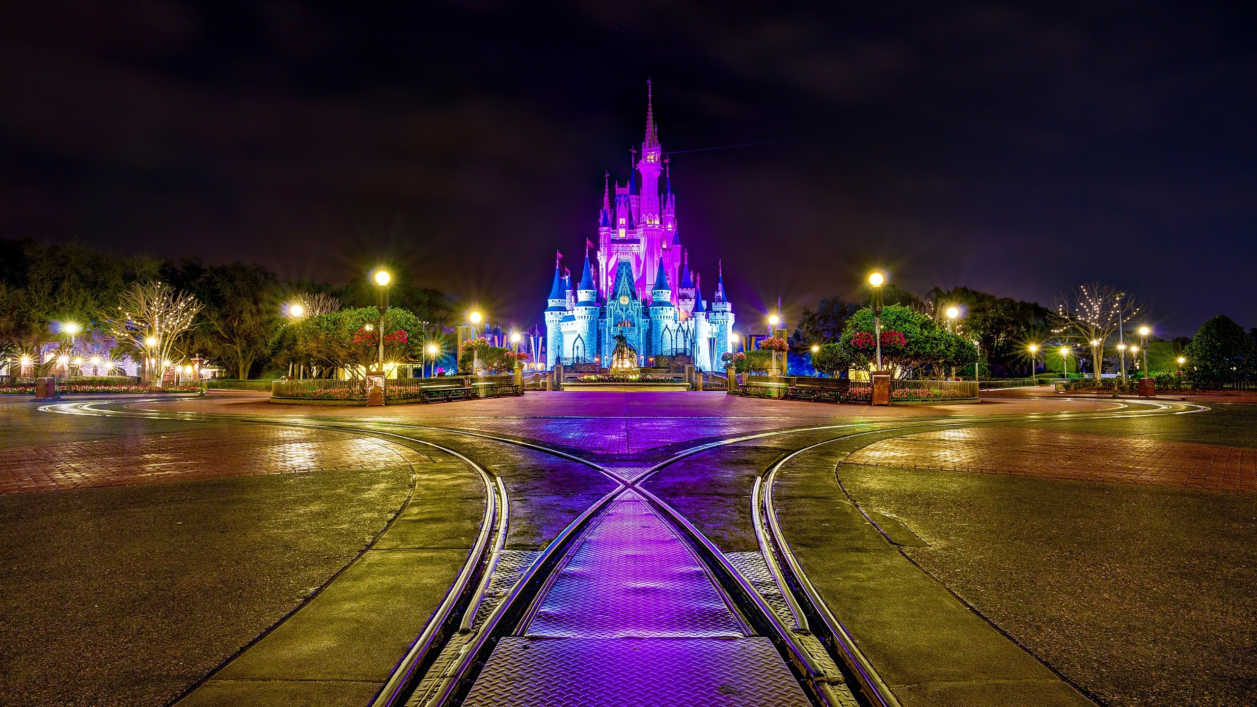 fond d'écran disney,nuit,lumière,violet,architecture,éclairage