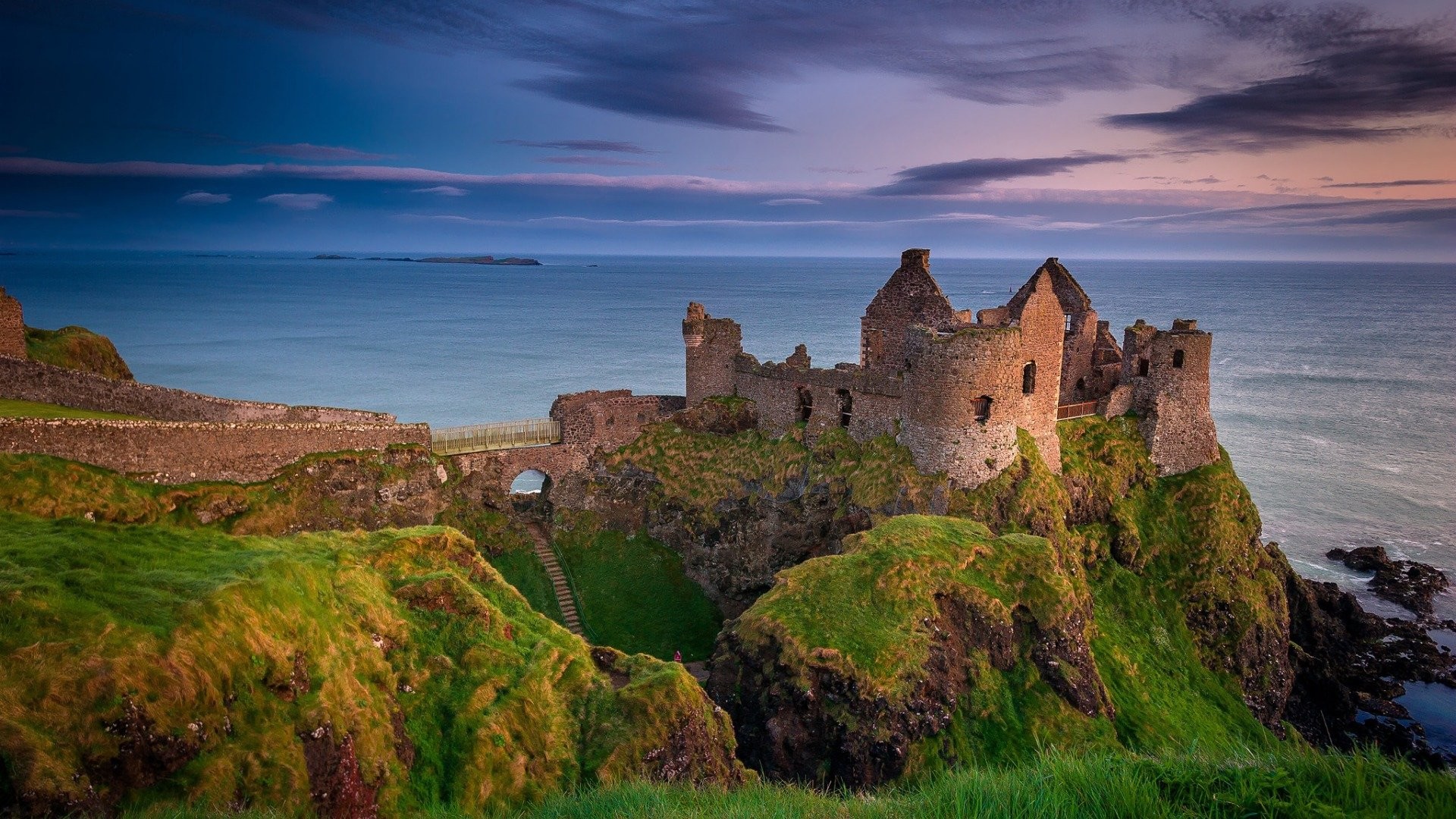 carta da parati dell'irlanda,paesaggio naturale,natura,cielo,castello,mare