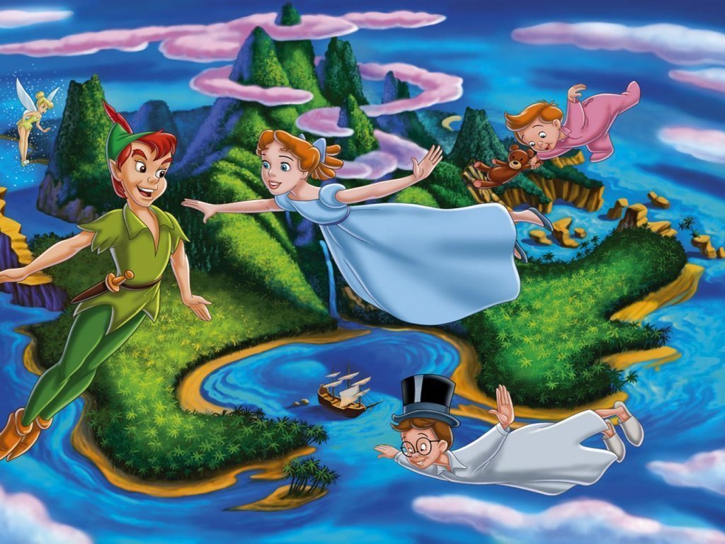peter pan wallpaper,animated cartoon,fictional character,mythical creature,painting,art