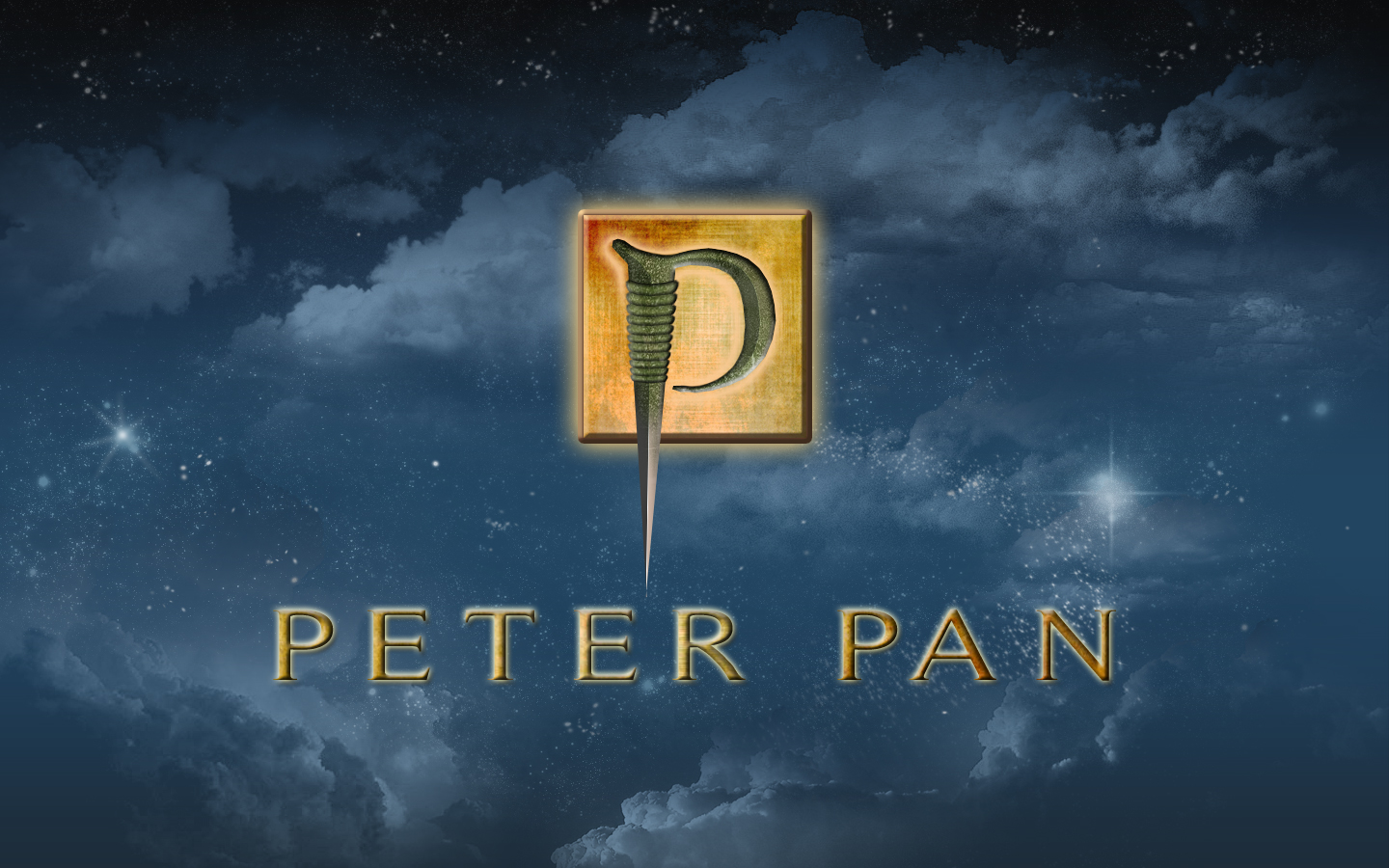 peter pan wallpaper,sky,text,font,atmosphere,cloud