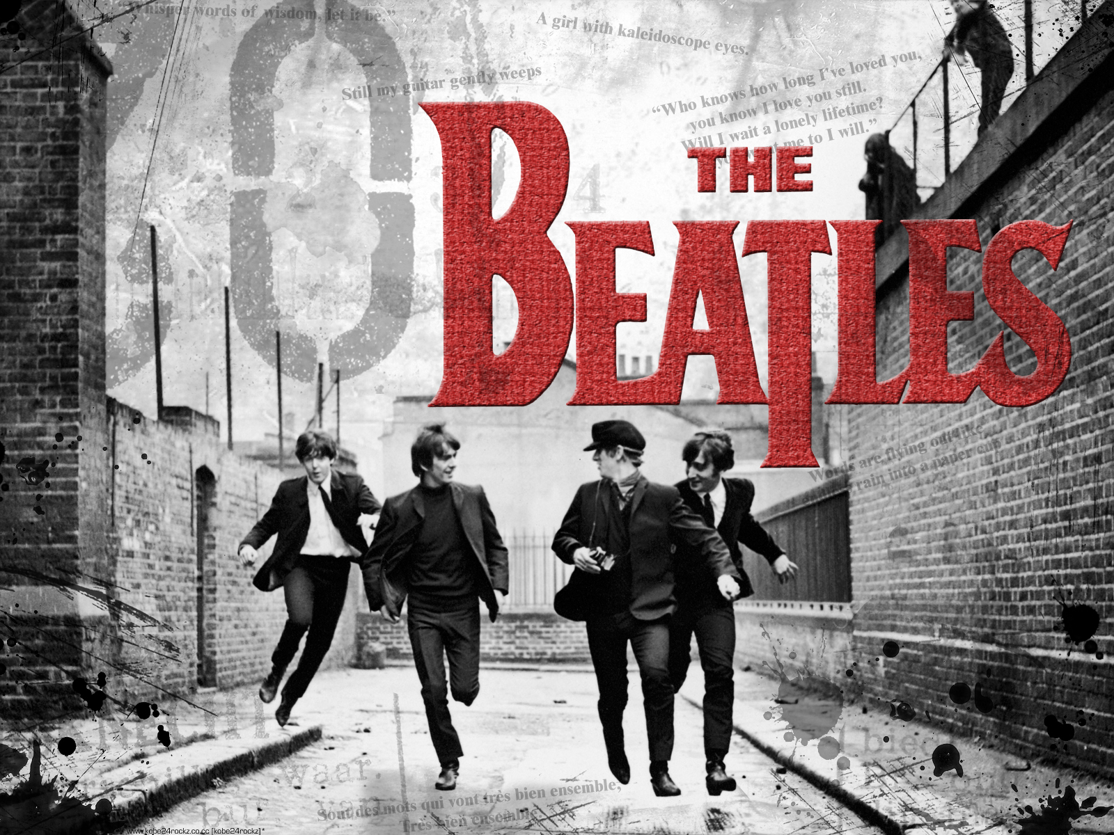 the beatles wallpaper,font,black and white,poster,monochrome,photography
