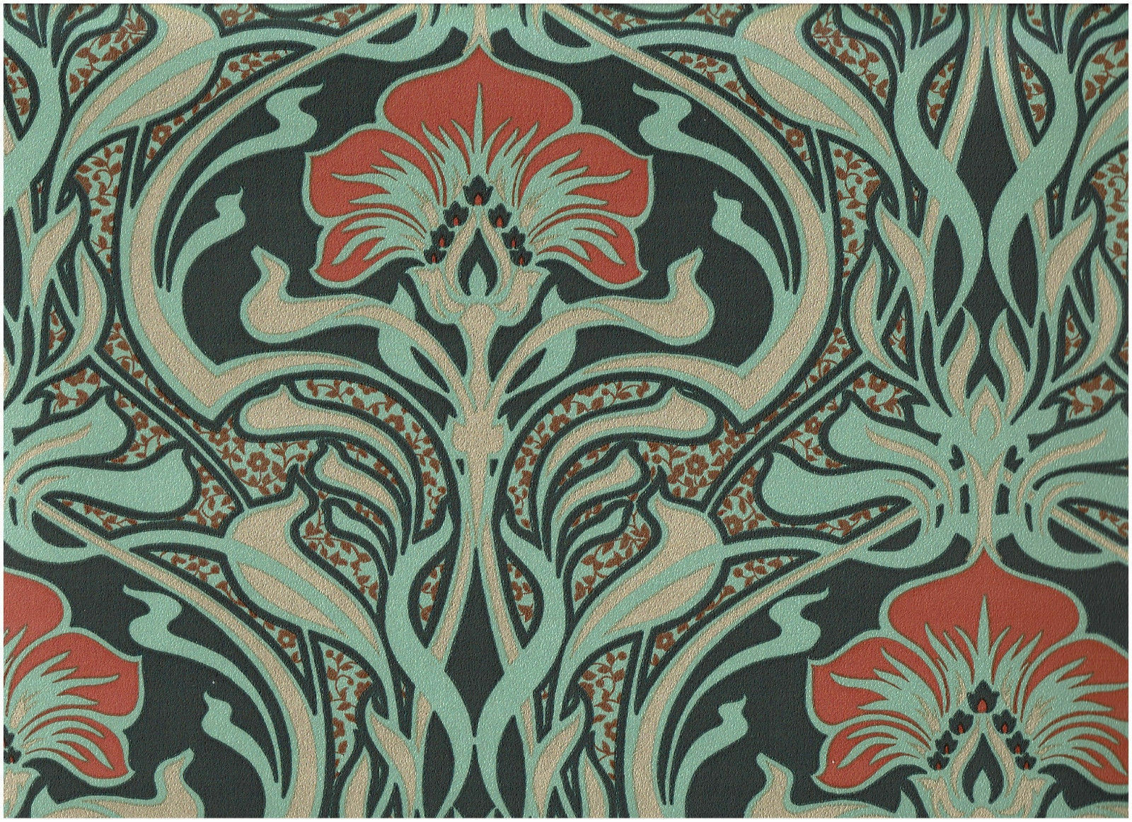art nouveau wallpaper,pattern,green,visual arts,wallpaper,textile