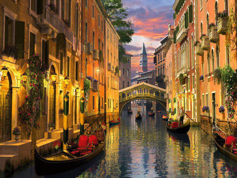 イタリアの壁紙,水路,運河,ボート,町,ゴンドラ