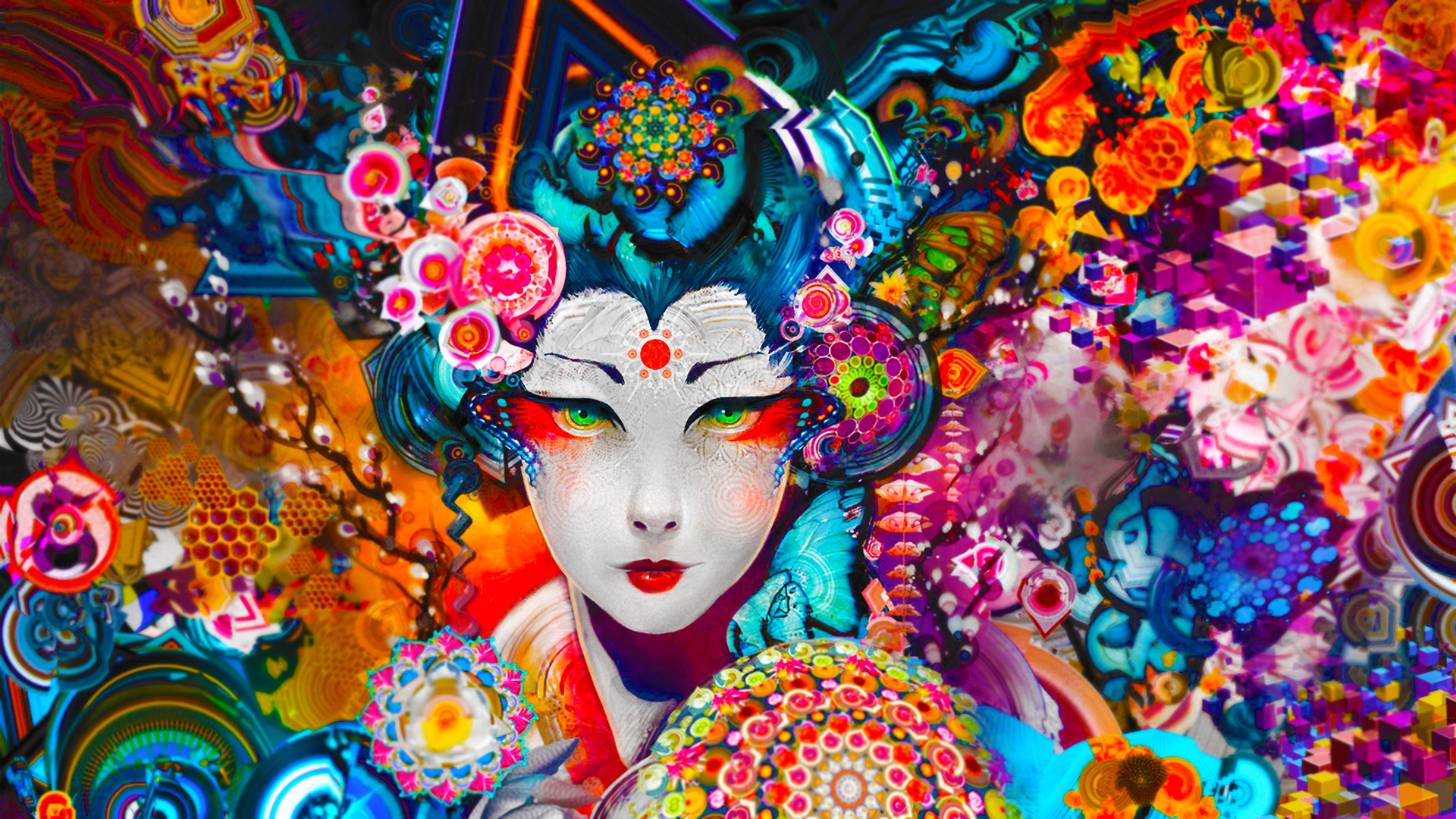 oriental wallpaper,peking opera,psychedelic art,art,colorfulness,festival