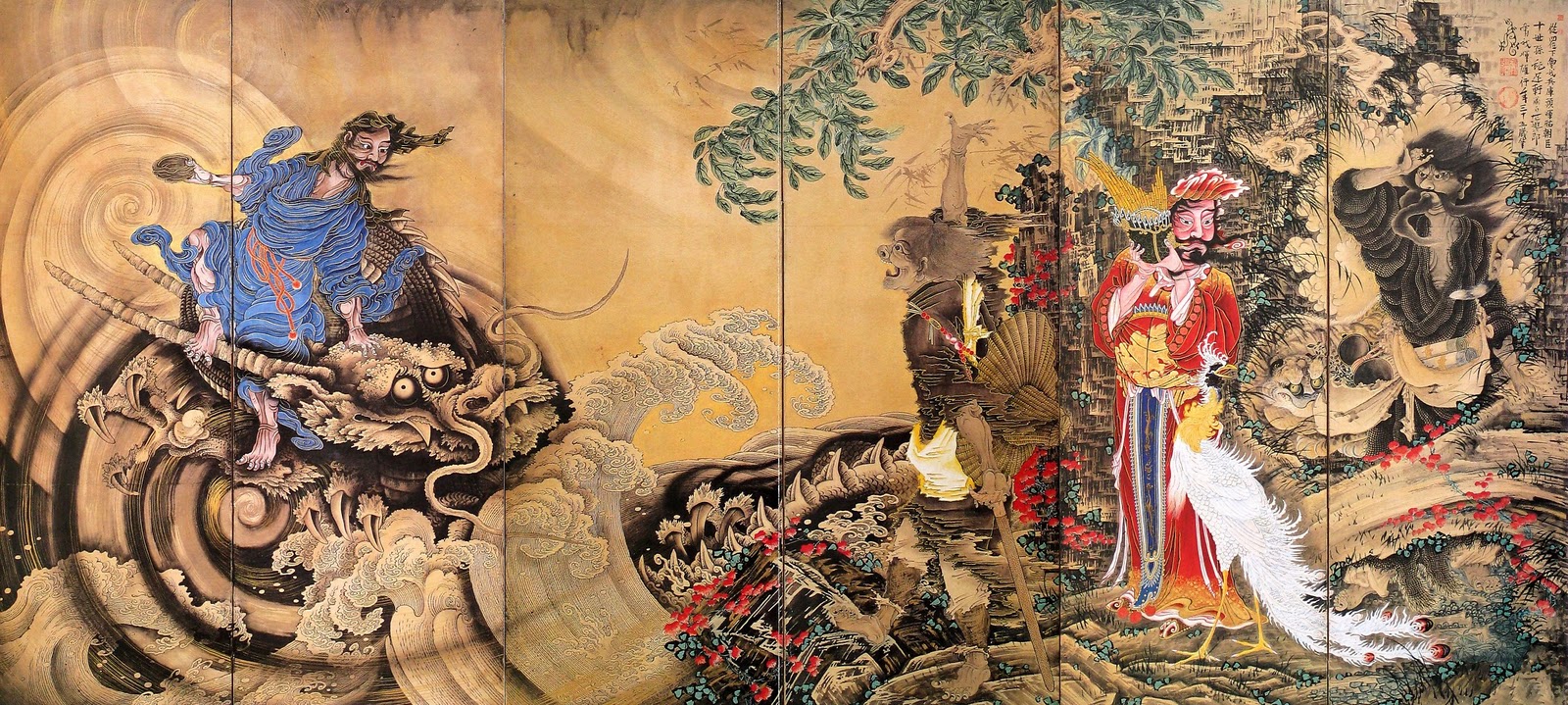 oriental wallpaper,tapestry,art,painting,textile,mythology