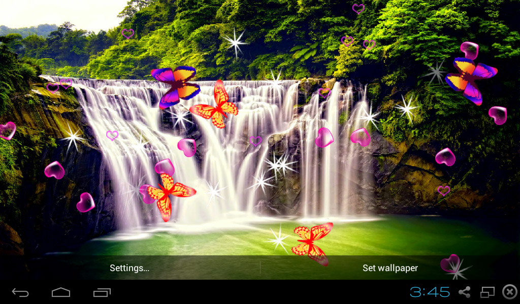 3d image live wallpaper,waterfall,natural landscape,nature,water resources,water