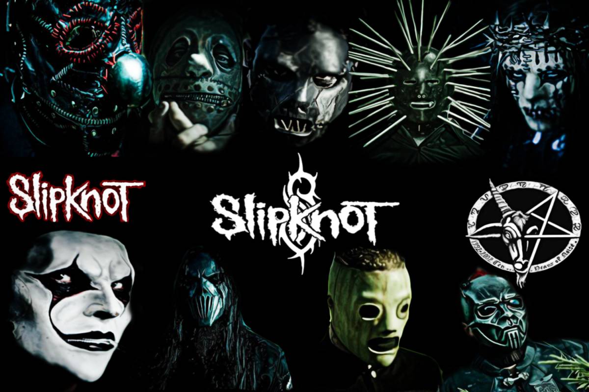 slipknot wallpaper,font,graphic design,fictional character,mask,album cover