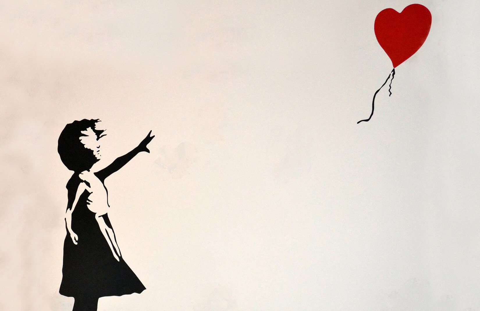 banksy wallpaper,red,balloon,standing,silhouette,illustration